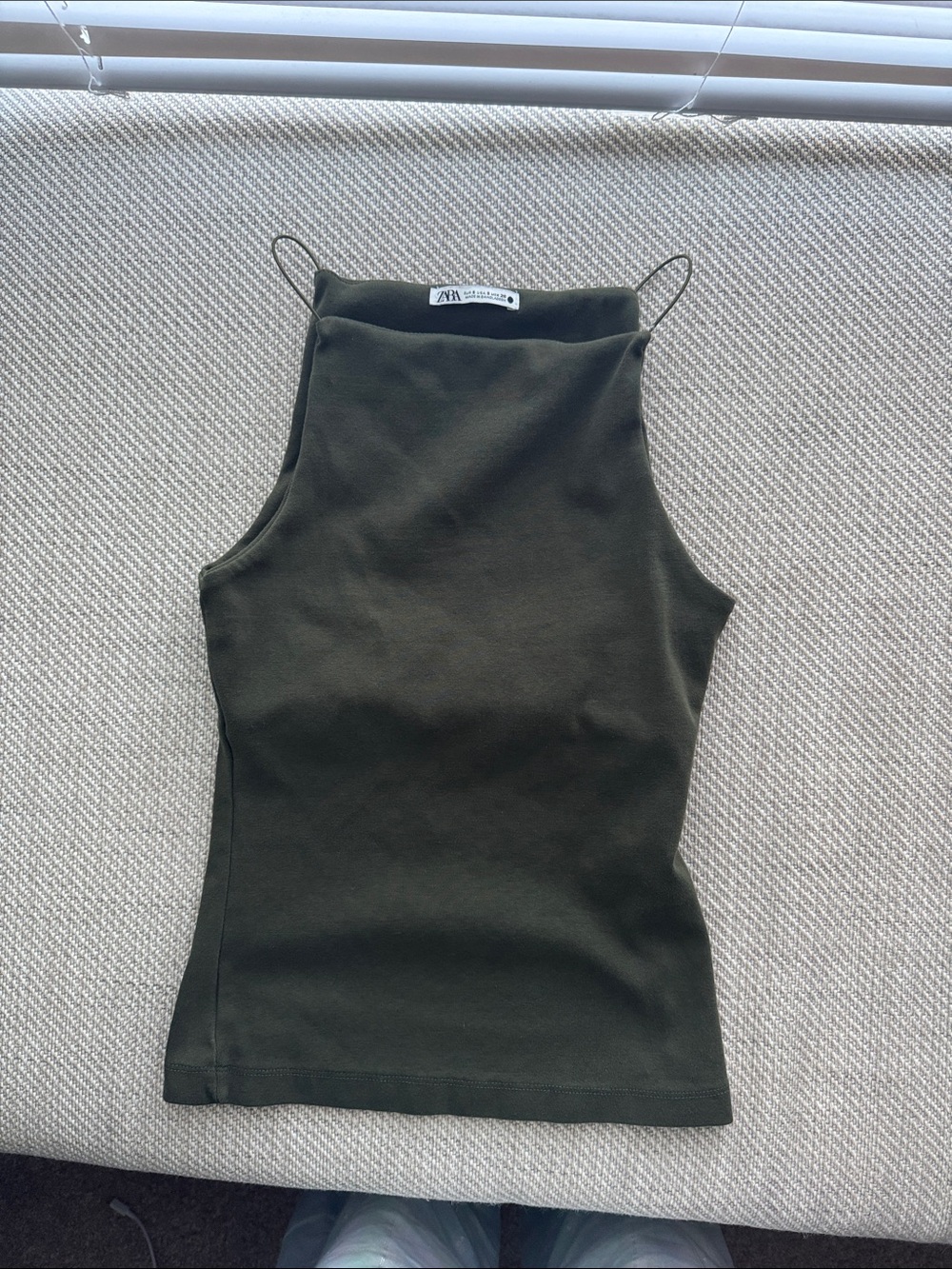 Zara Dark Olive High Neck Tank Top